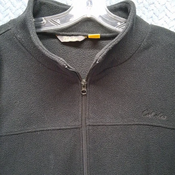 Cabelas Mens Black Fleece Quarter Zip Pullover Sweater 2XL Outdoor Layering