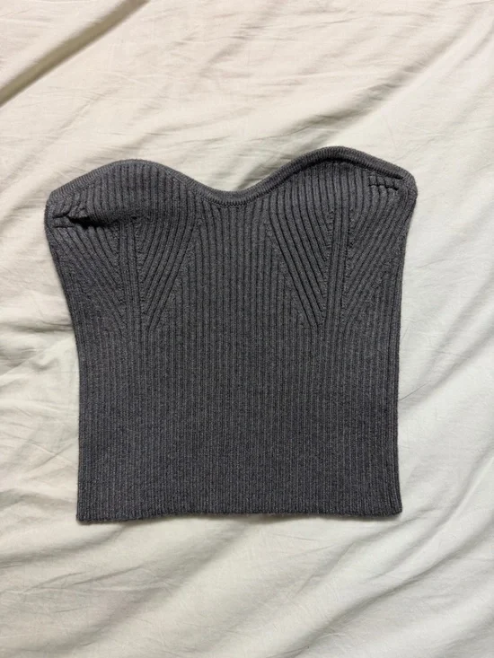 Knit Tube Top - Charcoal Gray
