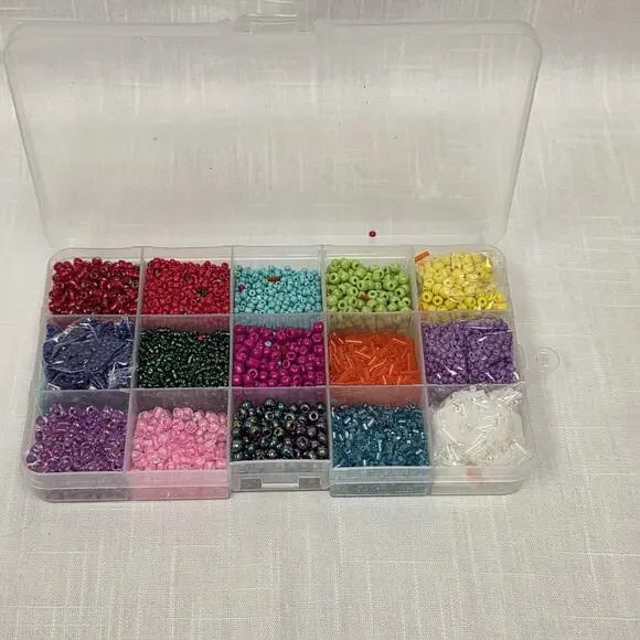 Mixed Color Jewelry Making Bead Assortment in Organizer Case Glass Plastic Craft