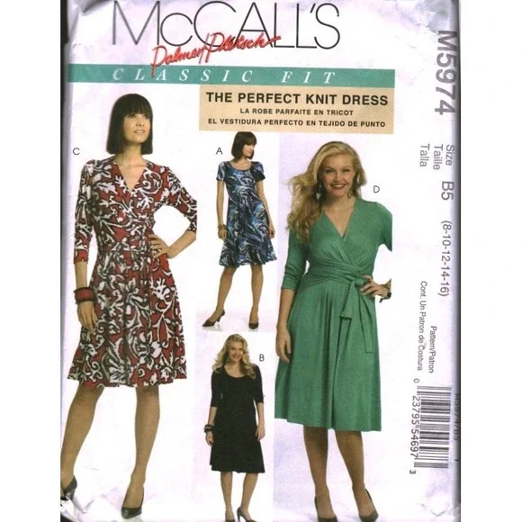McCalls M5974 Palmer Pletsch The Perfect Knit Dress Sewing Pattern Size 8-16