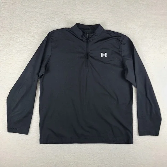 Under Armour Sweater Mens XL Black Quarter Zip Performance Tech‎ Golf VINTAGE