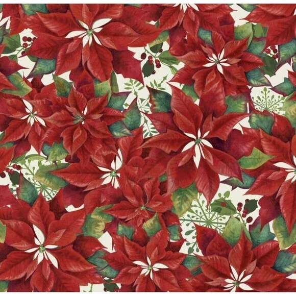 Poinsettias Fabric Winter Holidays Xmas Quilting Cotton Christmas Sewing BTY