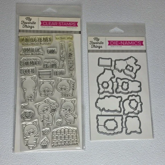 NEW My Favorite Things Hog Heaven Stamp Die Set BB-35 MFT-912 Pigs Crafting