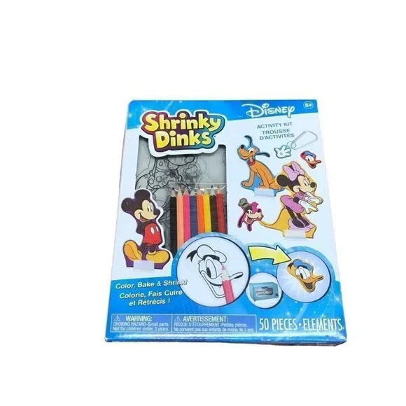 Disney Shrinky Dinks 50 Pieces Mickey Minnie Mouse Pluto Some damage on box New