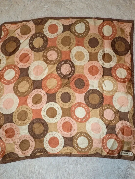 COACH Snaphead Logo Print Silk Scarf 21