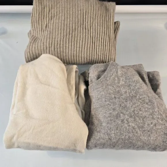 Cashmere Wool Sweaters Lot of 3 Crafters Cutters Repurpose Upcycle Recycle Flaws