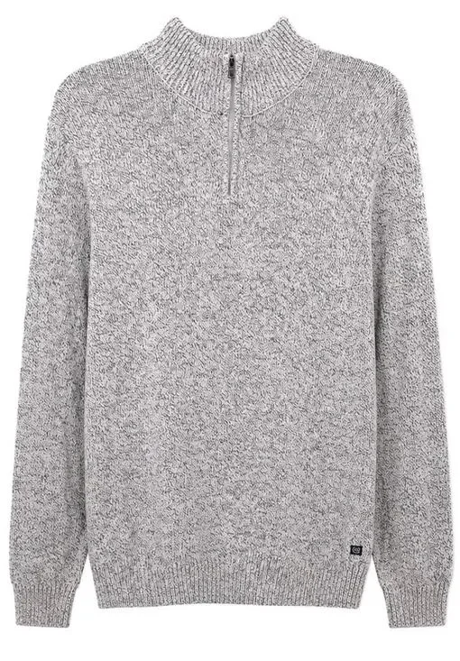 CHAPS Mens XXL Plus Size Quarter Thick Zip Sweater Gray Marled Cotton Blend