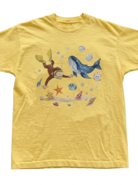 Yellow Short Sleeve Tee with Underwater Adventure Graphic