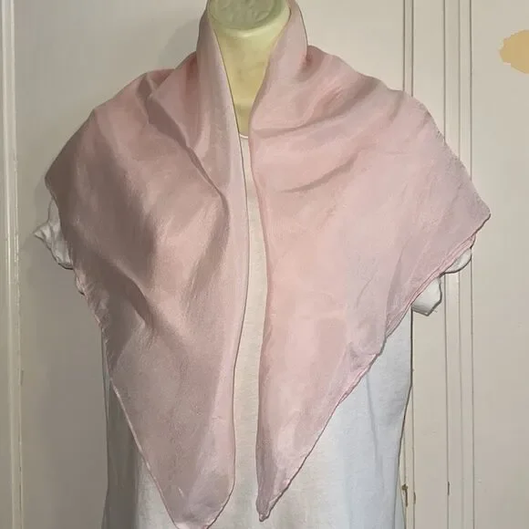 Vintage‎ light pink very large thin polyester or silk scarf