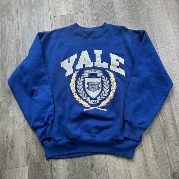 Vintage 80s/90s Yale University Champion Crewneck Sweatshirt Blue mens Large