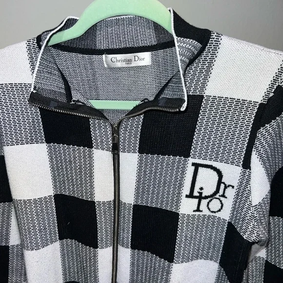 Dior Black and White Zip Up Sweater