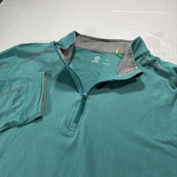 Tasc Men's XL Teal Carrollton Lightweight Quarter-Zip Long Sleeve Pullover