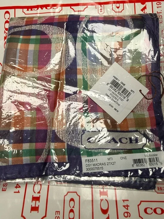 Coach Multicolor Madras Silk Scarf