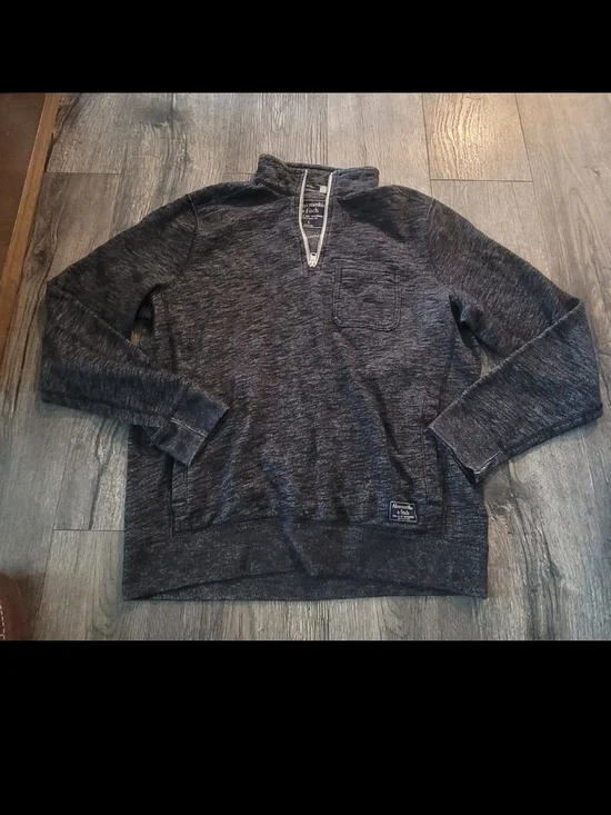 Abercrombie & Fitch Men's Zip Mock Neck Sweater - Charcoal