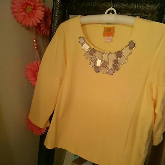 Ruby Rd yellow embellished top