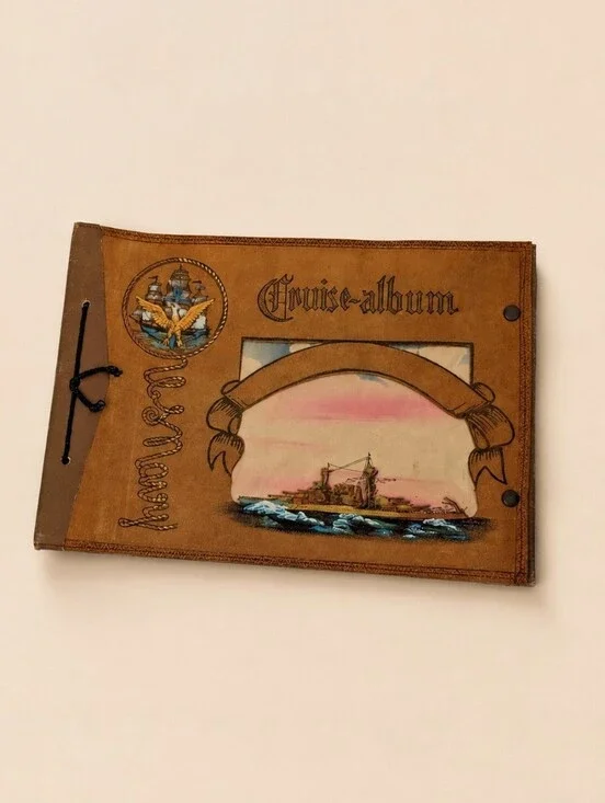 VINTAGE Suede Photo Album Book 1920 Leather Memory US Pre-WW2 Nostalgia