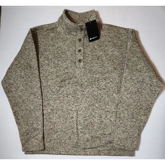 ARIAT Caldwell 1/4 Button Sweater Men's Large Beige