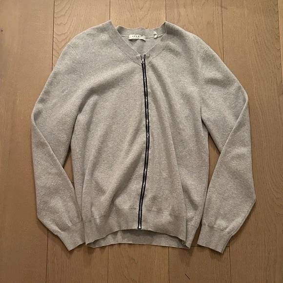 Sandro Light Gray Zip-Up Men's Sweater