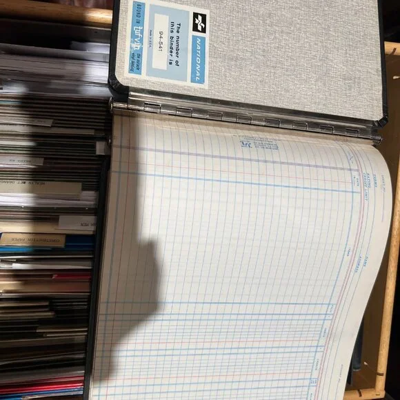 LEATHER LEDGER WITH TABS FOR DIVIDERS, SHEETS INCLUDED