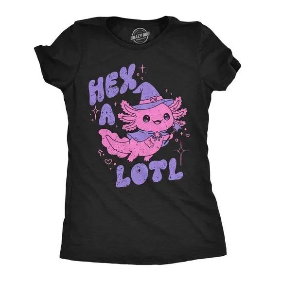 Womens Funny T Shirts Hex A Lotl Sarcastic Witch Tee For Ladies