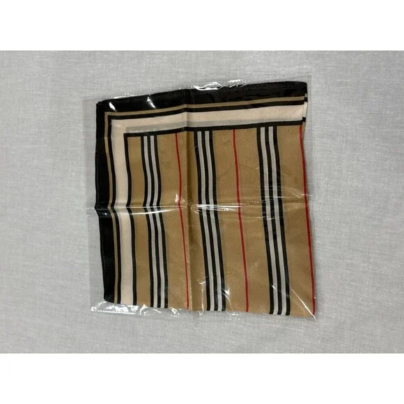 Women’s 100% Silk Multicolored Striped Scarf 20” x 20”