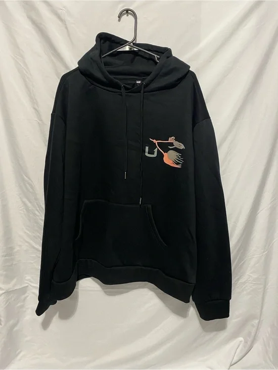 Men's Black Hoodie Sweatshirt with Subtle Graphic