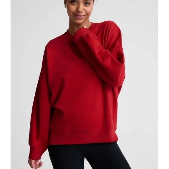 Beyond Yoga Luxefleece Oversized Sweatshirt‎ Womens XS Red Loungewear Travel