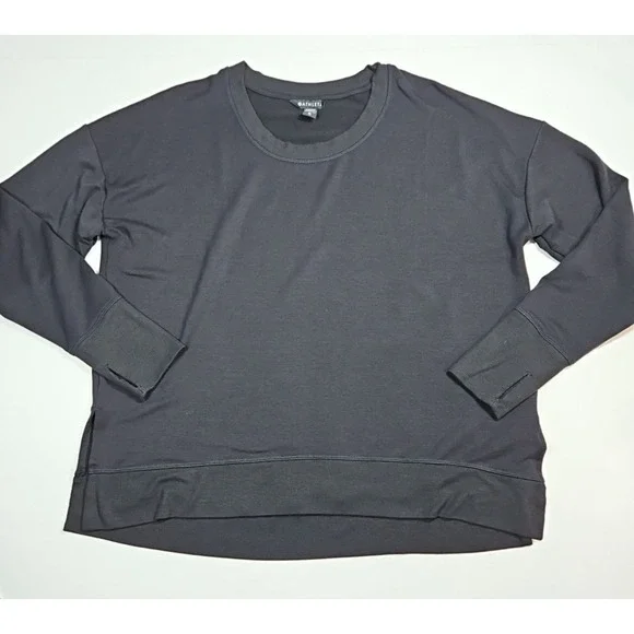 Athleta Womens Black Coaster‎ Luxe Modal Sweatshirt Thumbholes Size XL