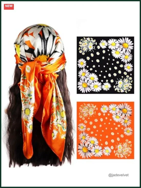 Satin Head Scarf for Women Silk Like Hair Wrap 35x35 Large Square Bandana
