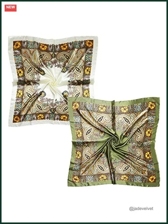 Silk Feel Satin Square Scarf 35x35 Women Hair Wrap Headscarf Neck Scarf Bandana