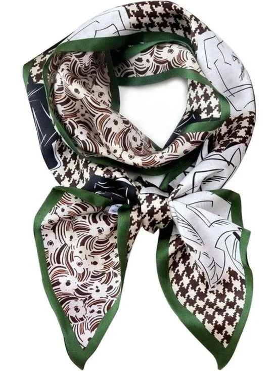 Women's Black White Checkered Fashion Elegant Oblique Angle  Scarves Bag Scarfs
