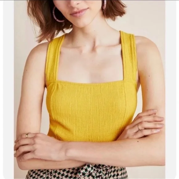 Anthropologie Current Air Yellow Cross Back Textured Tank Size Small