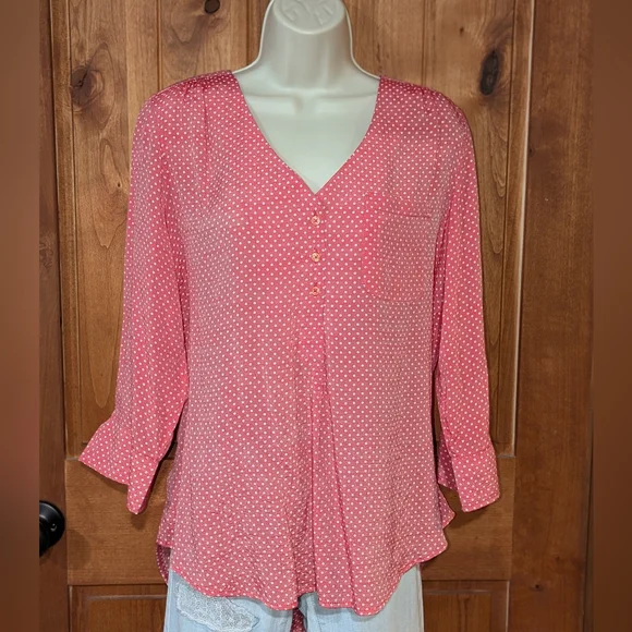 Fred David‎ Muted Red Polka Dot Blouse