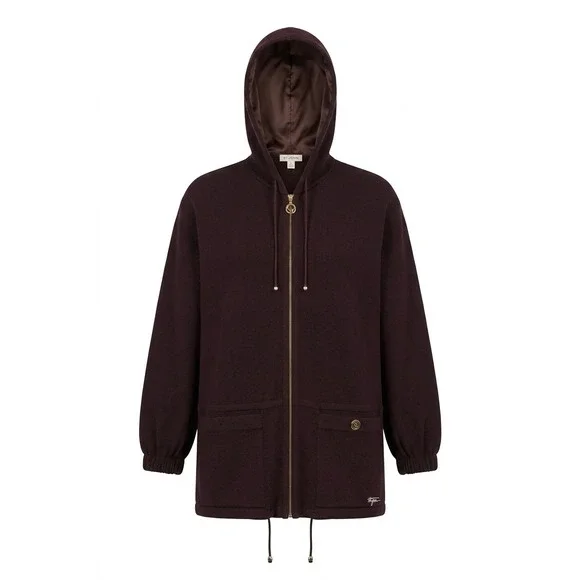 Vintage St. John Sport by Marie Gray Hooded Zip Jacket Brown‎ Knit Women's Small