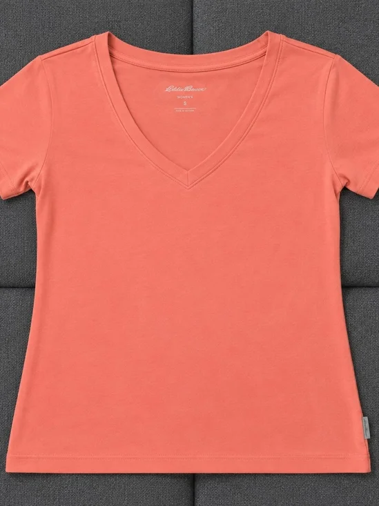 Eddie Bauer Coral V-Neck Short Sleeve Tee