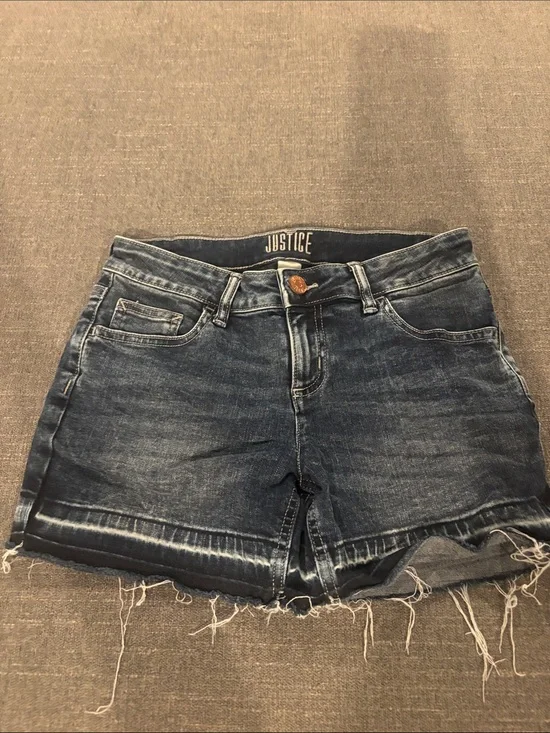 Justice Dark Blue Distressed Denim Cutoff Shorts