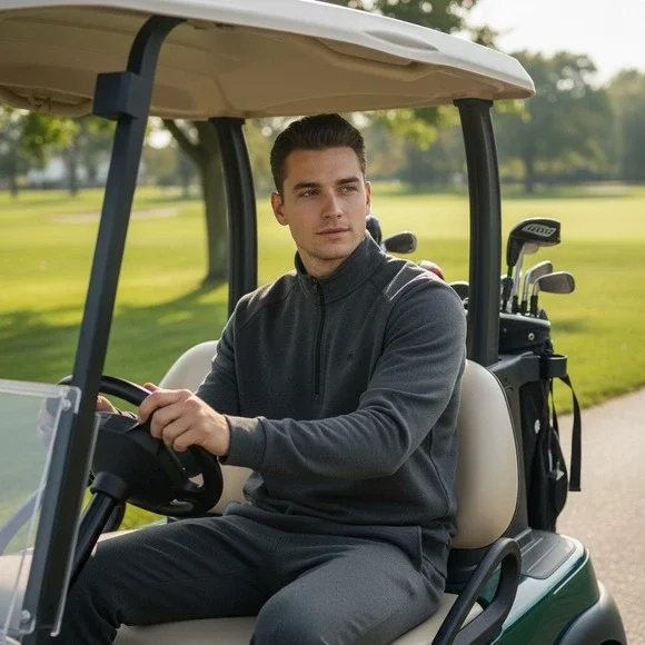 Travis Mathew Mens Quarter Zip Pullover Charcoal Gray Heather Golf Sweater Large