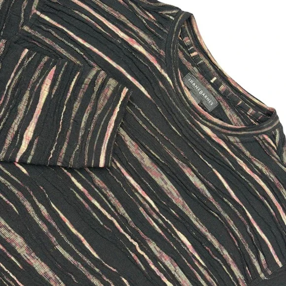 Jhane Barnes 3D Textured Knit Sweater Mens M Black Striped Crew Neck Vintage