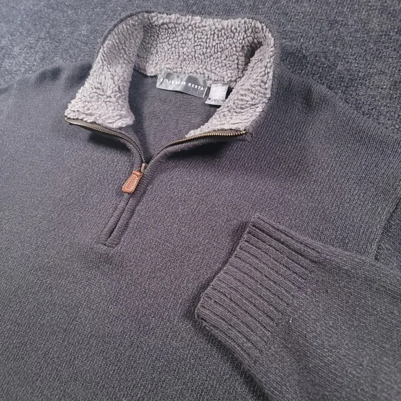 Oscar de la Renta Quarter Zip Sherpa Collar Waffle‎ Sweater XL