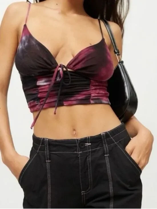 Urban Outfitters My Sweetheart Mesh Tie-Front crop top