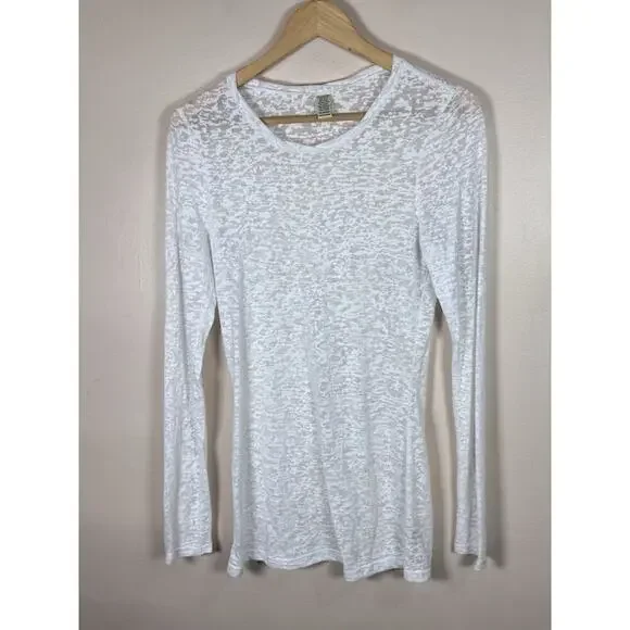 Unbranded Womens Long Sleeve Top Sheer Stretch Layering Grunge 90s Y2K White XL