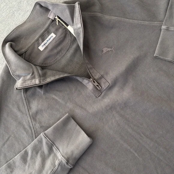 Tommy Bahama Sunray Cove Half Zip Pullover Carbon Grey Mens Large ST227057 NEW