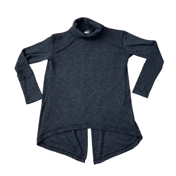 We the Free Turtleneck Split‎ Back Long Sleeve Knit Shirt Gray Size Medium