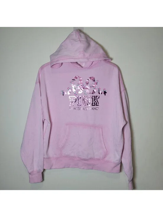 PINK Victoria's Secret LoveShackFancy Hoodie Women's S Pink Pullover Sweatshirt