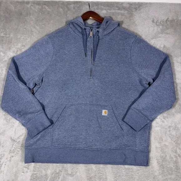 CARHARTT Men's 1/4 Zip Pullover Sweater 2XL Blue Hoodie
