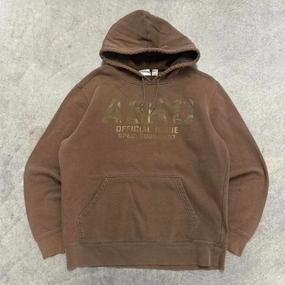 Vintage Aeropostale Camo Hoodie Brown Unisex Earthtone Essential Sweatshirt