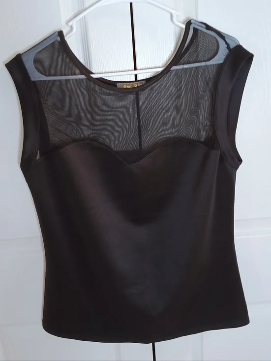 Brat‎ Star Black Sleeveless Mesh Yoke Camisole