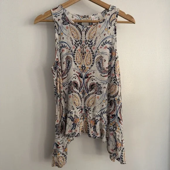 Womens sz XL Francesca's Miami Hippie/Boho Shirt Asymetrical hem