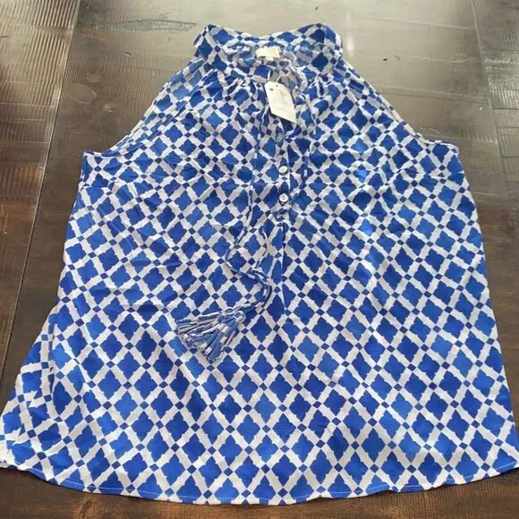 Mud pie Blue Geometric Blouse Ladies Large