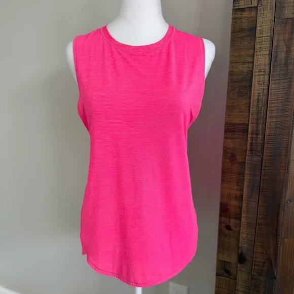 Lululemon In A Cinch Tank Top Heathered‎ Neon Pink Womens Size 4